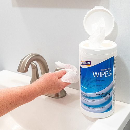 Genuine Joe Disinfecting Wipes Ready-To-Use - Fresh Citrus Scent - 8" Length x 7" Width - Pre-moistened, Strong, Absorbent - White - 75/Tub - 6 / Carton (GJOW75F)