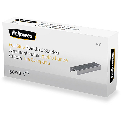 Fellowes ¼" Full Strip of Staples 5000pk ( 1/4" - for Paper - Silver - 1 Each 5010801)