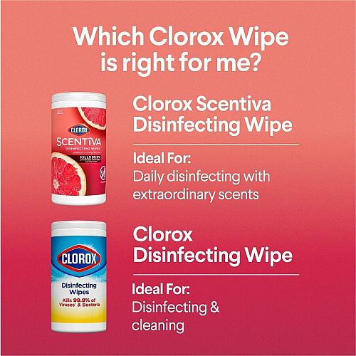 Clorox Scentiva Wipes, Bleach Free Cleaning Wipes Ready-To-Use - Grapefruit, Orange Blossom Scent - Bleach-free, Disinfectant, Deodorize - White - 75/Tub - 1 Each (60036)