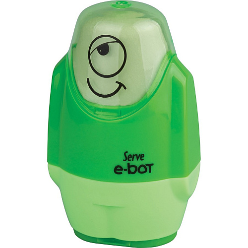 Serve E-Bot Eraser & Sharpener 2 Hole(s) - Plastic - Multicolor - 1 Each (EBOT9KTKR)