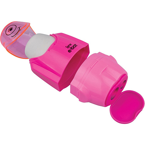 Serve E-Bot Eraser & Sharpener 2 Hole(s) - Plastic - Multicolor - 1 Each (EBOT9KTKR)
