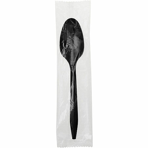 Genuine Joe Medium-weight Individually Wrapped Teaspoons Teaspoon - Breakroom - Disposable - Black - 1000 / Carton (GJO18478)