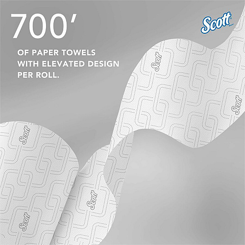 Scott Pro High-Capacity Hard Roll Towels with Elevated Design & Absorbency Pockets 7.50" Width x 700 ft Length - 1 3/4" Core - Elevated Scott Design - White - Paper - 6 / Carton (53925)