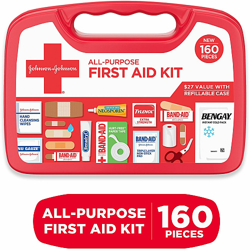 Johnson & Johnson All Purpose First Aid Kit 160 x Piece(s) - White - 1 Each (202045)