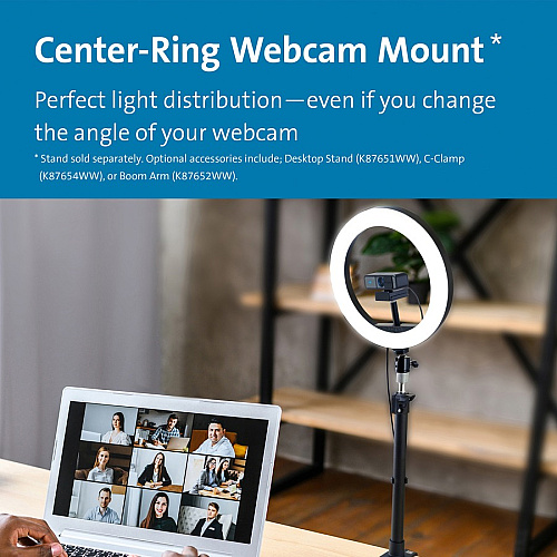 Kensington L1000 Bicolour Ring Light with Webcam Mount Stand (87653)