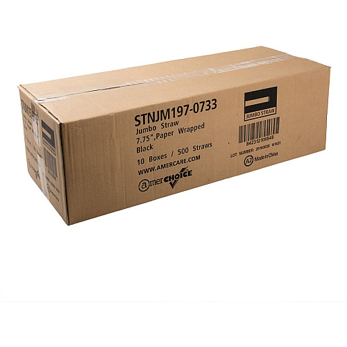 Banyan Black Straws - Wrapped 7.8" Length - Black - 5000 / Carton (600228)