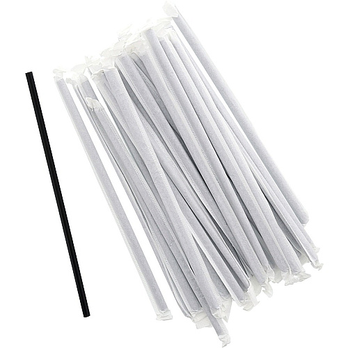 Banyan Black Straws - Wrapped 7.8" Length - Black - 5000 / Carton (600228)