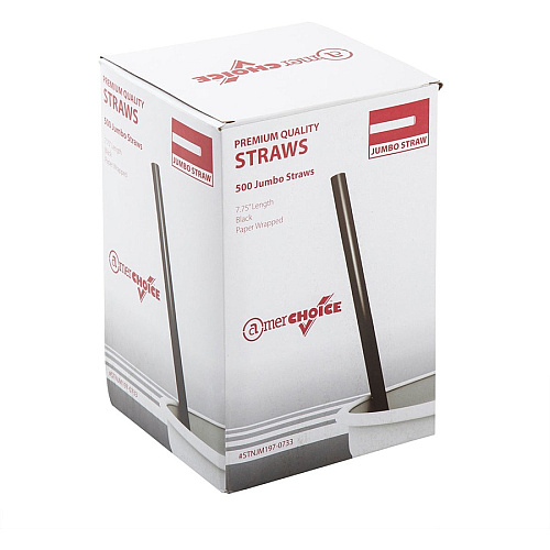 Banyan Black Straws - Wrapped 7.8" Length - Black - 5000 / Carton (600228)