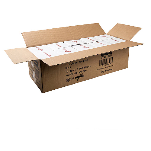 Banyan Black Straws - Wrapped 7.8" Length - Black - 5000 / Carton (600228)