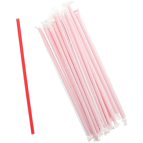 Banyan Giant Red Straws - Wrapped 10.3" Length - Red - 1200 / Carton (198200)
