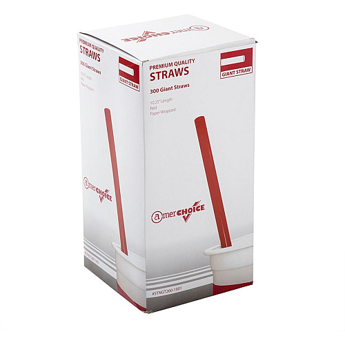 Banyan Giant Red Straws - Wrapped 10.3" Length - Red - 1200 / Carton (198200)