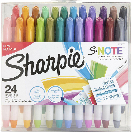 Sharpie S-Note Creative Markers, Chisel Tip Chisel Marker Point - Assorted Ink - 24 / Pack (2158059)