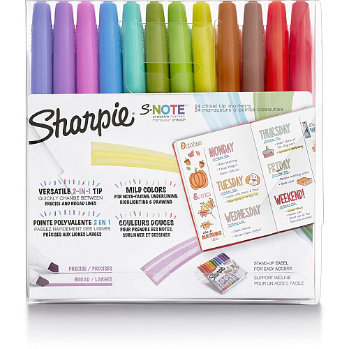 Sharpie S-Note Creative Markers, Chisel Tip Chisel Marker Point - Assorted Ink - 24 / Pack (2158059)
