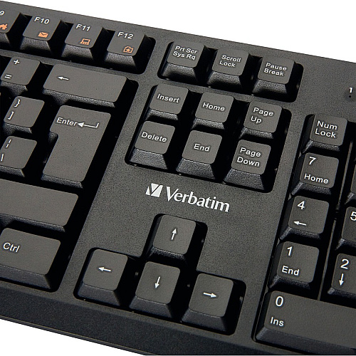 Verbatim Wired Keyboard and Mouse USB Cable Keyboard - USB Mouse - 1000 dpi - Multimedia Hot Key(s) - Symmetrical - Compatible with Linux, Windows, ChromeOS, Mac, PC, Mac OS - 1 Each (70734)