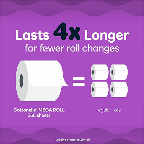 Cottonelle&reg; Ultra Comfort Toilet Paper, 2-Ply, 284 Sheets, 48 Rolls 2 Ply - 268 Sheets/Roll - CleanRipple Texture - White - Fiber - 12 / Pack (54165)
