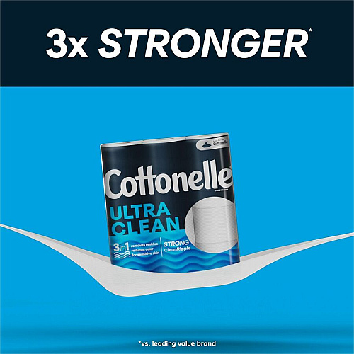 Cottonelle&reg; Ultra Clean Toilet Paper, 2-Ply, 312 Sheets, 48 Rolls 312 Sheets/Roll - White - Fiber - 12 Rolls Per Pack - 4 / Carton (54151CT)