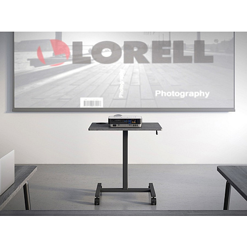 Lorell Height-adjustable Mobile Desk Weathered Charcoal Laminate Top - Powder Coated Base - Height Adjustable - 30" to 43.63" Adjustment - 43" Height x 26.63" Width x 19.13" Depth - Assembly Required - 1 Each (LLR84837)
