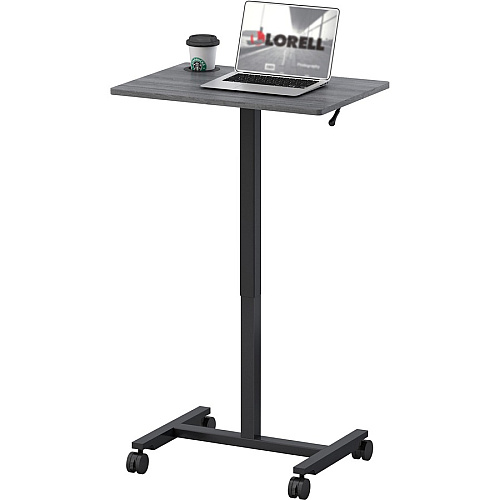 Lorell Height-adjustable Mobile Desk Weathered Charcoal Laminate Top - Powder Coated Base - Height Adjustable - 30" to 43.63" Adjustment - 43" Height x 26.63" Width x 19.13" Depth - Assembly Required - 1 Each (LLR84837)