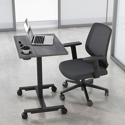 Lorell Height-adjustable Mobile Desk Weathered Charcoal Laminate Top - Powder Coated Base - Height Adjustable - 30" to 43.63" Adjustment - 43" Height x 26.63" Width x 19.13" Depth - Assembly Required - 1 Each (LLR84837)