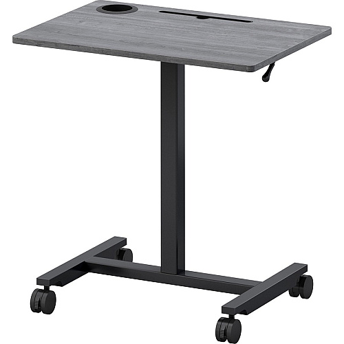 Lorell Height-adjustable Mobile Desk Weathered Charcoal Laminate Top - Powder Coated Base - Height Adjustable - 30" to 43.63" Adjustment - 43" Height x 26.63" Width x 19.13" Depth - Assembly Required - 1 Each (LLR84837)