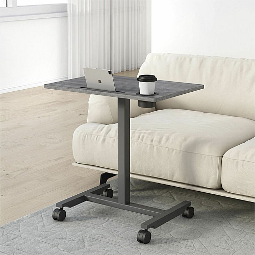 Lorell Height-adjustable Mobile Desk Weathered Charcoal Laminate Top - Powder Coated Base - Height Adjustable - 30" to 43.63" Adjustment - 43" Height x 26.63" Width x 19.13" Depth - Assembly Required - 1 Each (LLR84837)