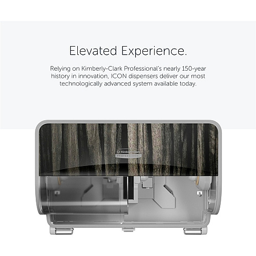 Kimberly-Clark Professional ICON Standard Roll Horizontal Toilet Paper Dispenser Coreless - 2 x Roll - Ebony Woodgrain - Refillable, Key Lock - 1 Each (58752)