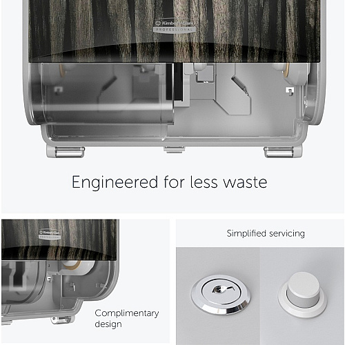 Kimberly-Clark Professional ICON Standard Roll Horizontal Toilet Paper Dispenser Coreless - 2 x Roll - Ebony Woodgrain - Refillable, Key Lock - 1 Each (58752)