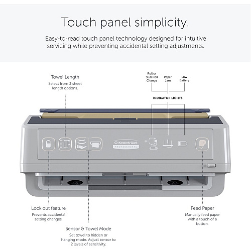 Kimberly-Clark Professional ICON Auto Roll Towel Disp Chassis Touchless Dispenser - 16.5" Height x 12.4" Width x 10.2" Depth - Gray - Automatic, Hinged, Jam-free, Key Lock, Push Button - 1 Each (54254)