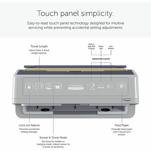Kimberly-Clark Professional ICON Auto Roll Towel Disp Chassis Touchless Dispenser - 16.5" Height x 12.4" Width x 10.2" Depth - Gray - Automatic, Hinged, Jam-free, Key Lock, Push Button - 1 Each (54254)