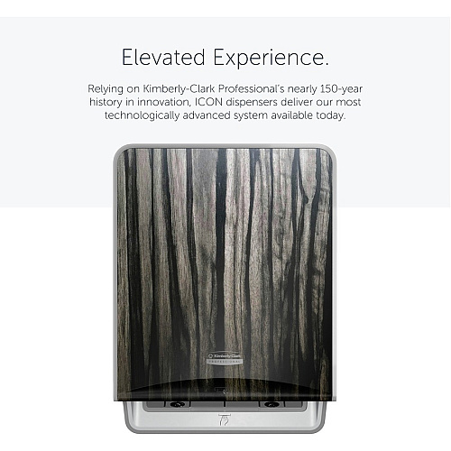 Kimberly-Clark Professional ICON Auto Roll Towel Dispenser Touchless Dispenser - 16.5" Height x 12.4" Width x 10.2" Depth - Ebony Woodgrain - Automatic, Hinged, Jam-free, Key Lock, Push Button, Long Lasting - 1 Each (58750)