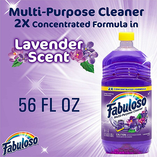 Fabuloso&reg; All-Purpose Cleaner, Lavender Scent, 56 oz. Bottle 56 fl oz (1.8 quart) - Lavender Scent - Rinse-free, Residue-free, Long Lasting, Easy to Use - Purple Bottle - 1 Each (153041)