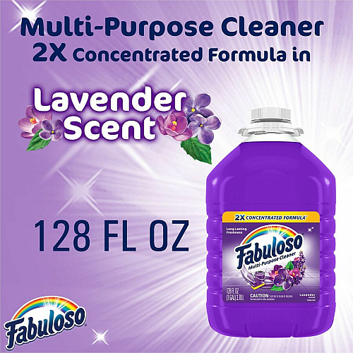 Fabuloso&reg; All-Purpose Cleaner, Lavender Scent, 128 oz. Bottle 128 fl oz (4 quart) - Lavender Scent - Rinse-free, Residue-free, Long Lasting - Purple - 1 Each (153058)