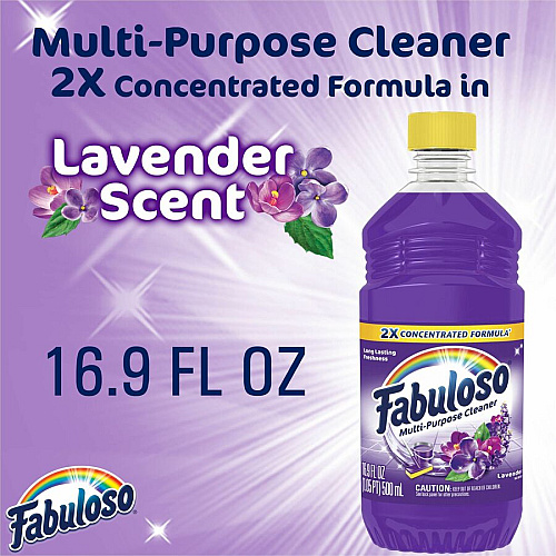 Fabuloso&reg; Lavender Pourable 16.9 oz., 24 Bottles 16.9 fl oz (0.5 quart) - Lavender Scent - Residue-free, pH Neutral, Rinse-free, Long Lasting - Lavender - 24 / Carton (153105)