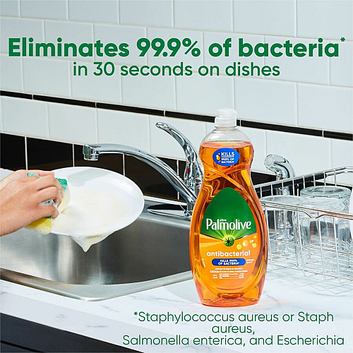 Palmolive&reg; Antibacterial Ult Dish Soap, Liquid, 35.2-oz. Or, 9/CT Concentrate - 35.2 fl oz (1.1 quart) - pH Balanced, Residue-free, Non-abrasive, Antibacterial - Orange - 9 / Carton (US04274ACT)