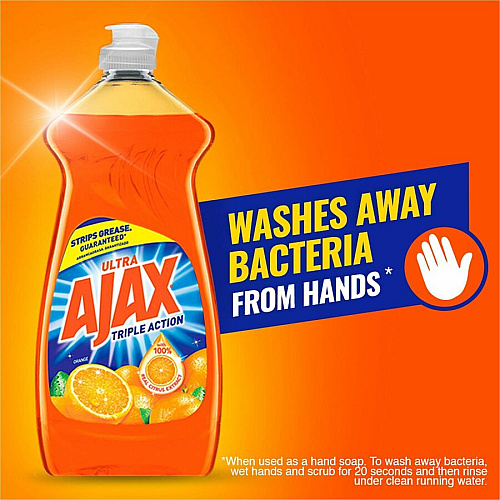 AJAX Triple Action Dish Soap 52 fl oz (1.6 quart) - Orange Scent - Pleasant Scent, Phosphate-free, Kosher-free - Orange - 6 / Carton (149860CT)