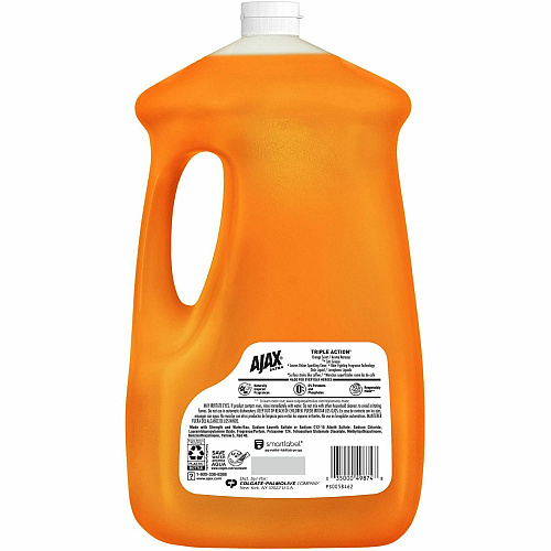 Ajax&reg; Triple Action Liquid Dish Soap, Orange, 90-oz., 4 bottles 90 fl oz (2.8 quart) - Orange Scent - Pleasant Scent, Phosphate-free, Kosher-free - Orange - 4 / Carton (149874CT)