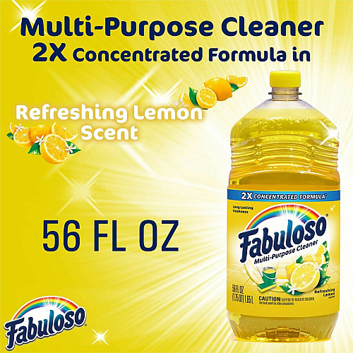 Fabuloso&reg; Multi-Purpose Cleaner, Lemon Scent, 56 oz. Bottle 56 fl oz (1.8 quart) - Lemon Scent - Rinse-free, Residue-free, Long Lasting - Yellow - 1 Bottle (MX06157A)