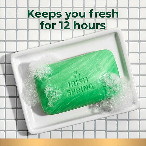 Irish Spring Deodorant Bar Soap with Flaxseed Oil Original Clean Scent - 3.75 oz - Bacteria Remover - Skin, Hand - Green - Paraben-free, Phthalate-free, Gluten-free, Recyclable - 3 / Pack (114177)