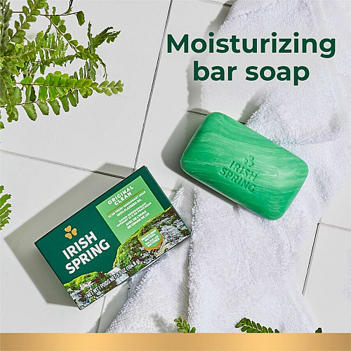 Irish Spring Deodorant Bar Soap with Flaxseed Oil Original Clean Scent - 3.75 oz - Bacteria Remover - Skin, Hand - Green - Paraben-free, Phthalate-free, Gluten-free, Recyclable - 3 / Pack (114177)