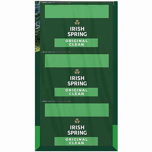 Irish Spring Deodorant Bar Soap with Flaxseed Oil Original Clean Scent - 3.75 oz - Bacteria Remover - Skin, Hand - Green - Paraben-free, Phthalate-free, Gluten-free, Recyclable - 3 / Pack (114177)