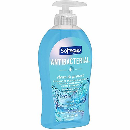 Softsoap Antibacterial Hand Soap Cool Splash Scent - 11.25 fl oz - Pump Bottle Dispenser - Bacteria Remover - Hand, Skin - Moisturizing - Antibacterial - Blue - Refillable, Recyclable, Paraben-free, Phthalate-free, Biodegradable, pH Balanced -  (US07327A)