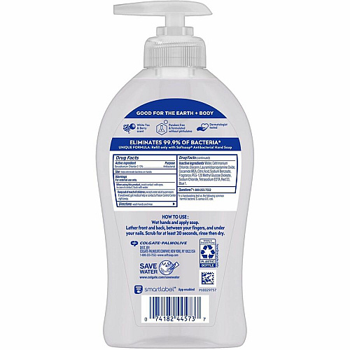Softsoap Antibacterial White Tea Hand Soap White Tea & Berry Scent - 11.25 fl oz - Pump Bottle Dispenser - Bacteria Remover, Dirt Remover - Hand, Skin, Kitchen, Bathroom - Moisturizing - Antibacterial - Refillable, Paraben-free, Phthalate-free, (US03574A)