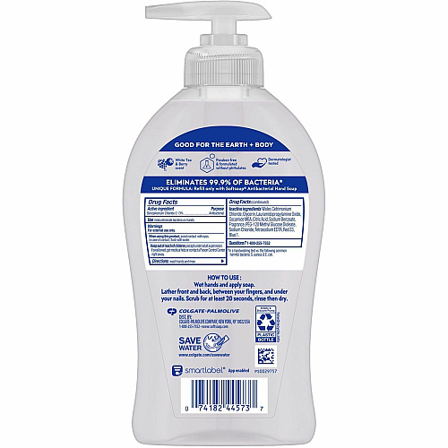 Softsoap Antibacterial White Tea Hand Soap White Tea & Berry Scent - 11.25 fl oz - Pump Bottle Dispenser - Bacteria Remover, Dirt Remover - Hand, Skin, Kitchen, Bathroom - Moisturizing - Antibacterial - Refillable, Paraben-free, Phthalate-free, (US03574A)