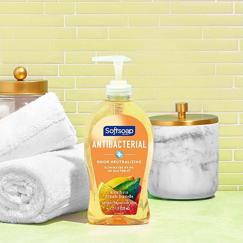 Softsoap Antibacterial Hand Soap Pump Citrus Scent - 11.25 fl oz - Pump Bottle Dispenser - Odor Remover, Bacteria Remover - Hand, Kitchen, Skin - Moisturizing - Antibacterial - Yellow - Odor Neutralizer, Refillable, Paraben-free, Phthalate-fr (US04206ACT)