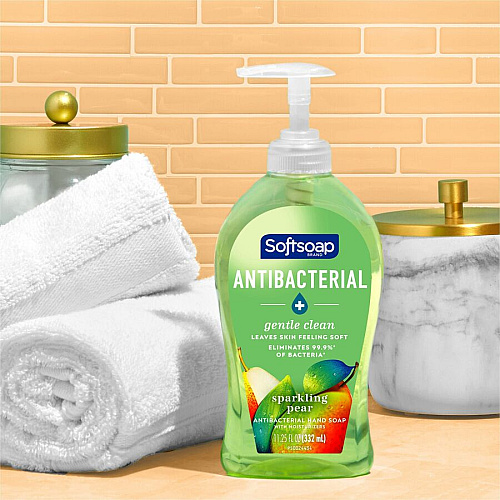 Softsoap Antibacterial Liquid Hand Soap Sparkling Pear Scent - 11.25 fl oz - Pump Bottle Dispenser - Bacteria Remover - Hand, Skin - Moisturizing - Antibacterial - Green - Refillable, Recyclable, Paraben-free, Phthalate-free, Biodegradable, pH  (US07326A)