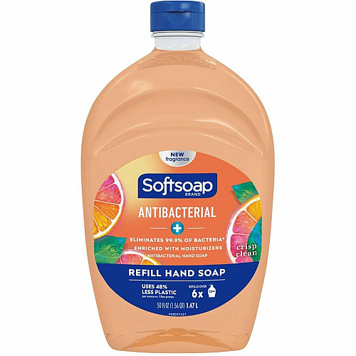 Softsoap Antibacterial Hand Soap Crisp Clean Scent - 1.56 quart - Bacteria Remover - Hand, Skin, Kitchen, Bathroom - Moisturizing - Antibacterial - Orange - Refillable, Recyclable, Paraben-free, Phthalate-free, pH Balanced, Biodegradable - 6  (US05261ACT)