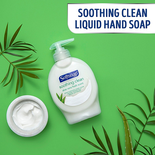 Softsoap Soothing Liquid Hand Soap Pump Aloe Vera Scent - 7.50 fl oz - Pump Bottle Dispenser - Bacteria Remover, Dirt Remover - Hand, Skin - Moisturizing - Pearl - Rich Lather, Recyclable, Paraben-free, Phthalate-free, pH Balanced, Biodegrada (US04968ACT)