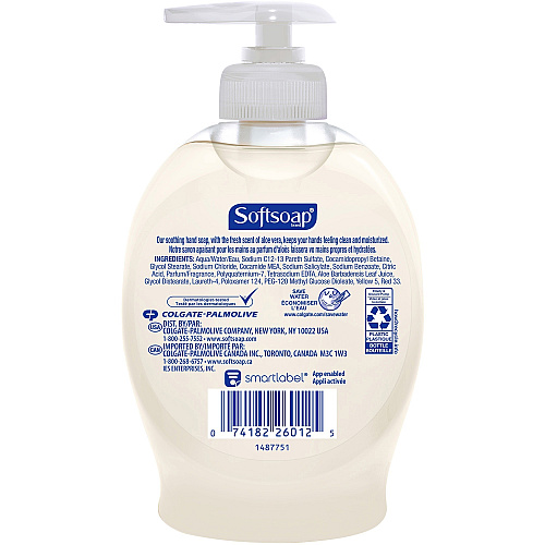 Softsoap Soothing Liquid Hand Soap Pump Aloe Vera Scent - 7.50 fl oz - Pump Bottle Dispenser - Bacteria Remover, Dirt Remover - Hand, Skin - Moisturizing - Pearl - Rich Lather, Recyclable, Paraben-free, Phthalate-free, pH Balanced, Biodegrada (US04968ACT)