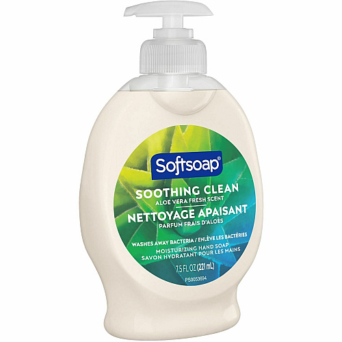 Softsoap Soothing Liquid Hand Soap Pump Aloe Vera Scent - 7.50 fl oz - Pump Bottle Dispenser - Bacteria Remover, Dirt Remover - Hand, Skin - Moisturizing - Pearl - Rich Lather, Recyclable, Paraben-free, Phthalate-free, pH Balanced, Biodegradabl (US04968A)