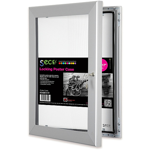 Seco Locking Poster Case 11" x 17" Frame Size - Rectangle - Portrait, Landscape - Anodized - Weather Proof, Shatter Proof, Lockable, Rust Proof, Water Proof - Aluminum, Plastic, Polycarbonate - Silver - 1 Each (LCASE1117)